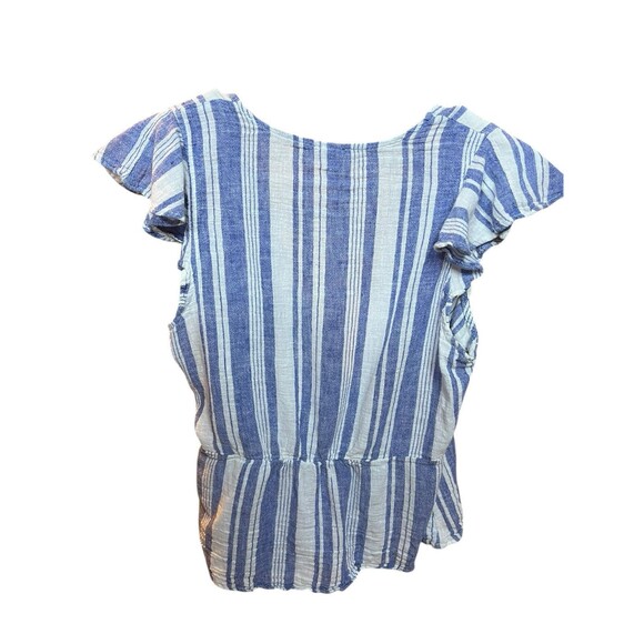 Old Navy Women's Blue and White Tie Blouse Y2K Size M - Picture 2 of 10